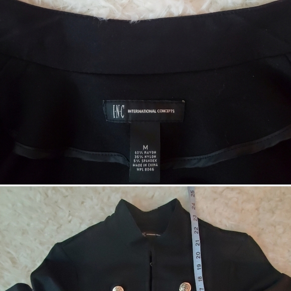 SOLD - INC International Blk Military Jacket - Picture 6 of 7
